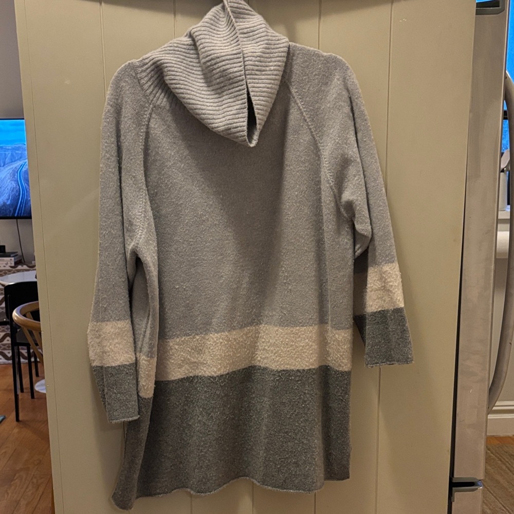 James Perse Gray and Cream Cowl Neck Sweater